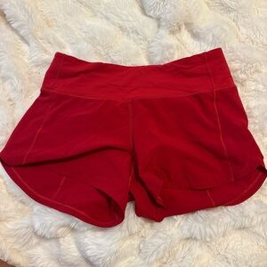 Women's Red Lululemon Speed up shorts size 6 4inch